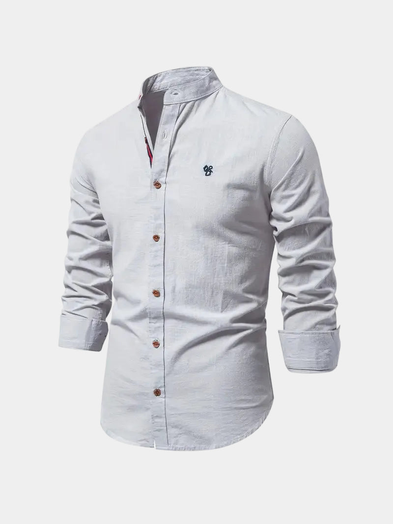 Chemise Mao Hugo | Col moderne, logo brodé et manches longues 6