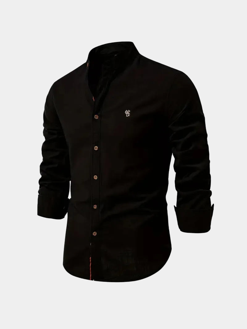 Chemise Mao Hugo | Col moderne, logo brodé et manches longues 7