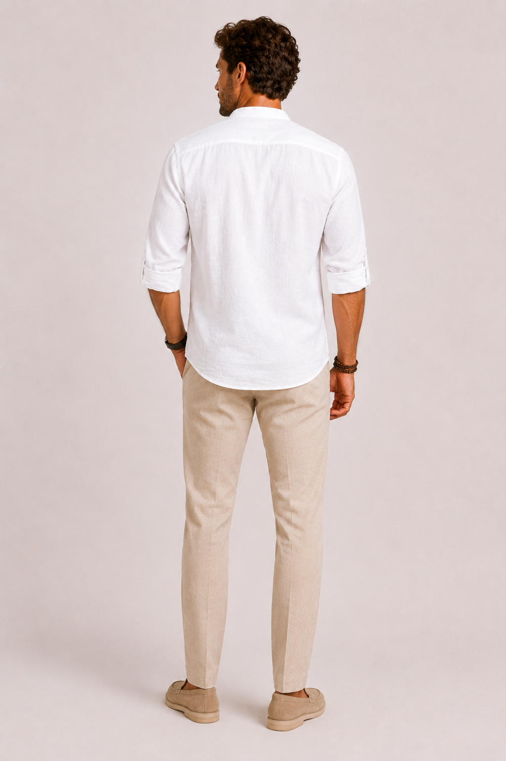 Chemise en Lin Celvon Homme | Col Montant, Manches Longues et Coupe Relâchée 2
