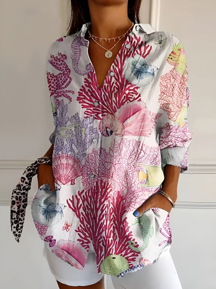 Chemise femme Valentine | Imprimé audacieux, manches longues, coupe fluide 0
