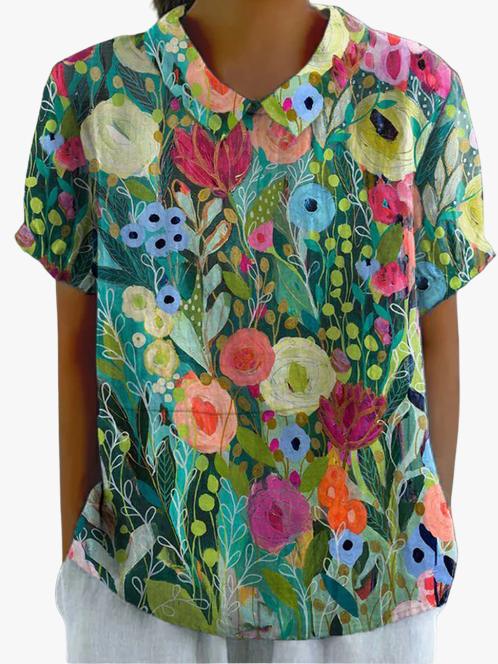 Chemise florale Mira | Coton et lin, coupe ample et légère 1