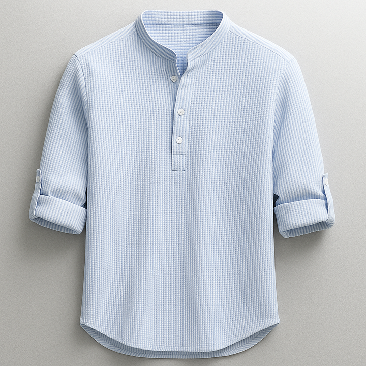 Chemise homme Alaric | Col Mao & Manches Retroussées, 100% Coton 0