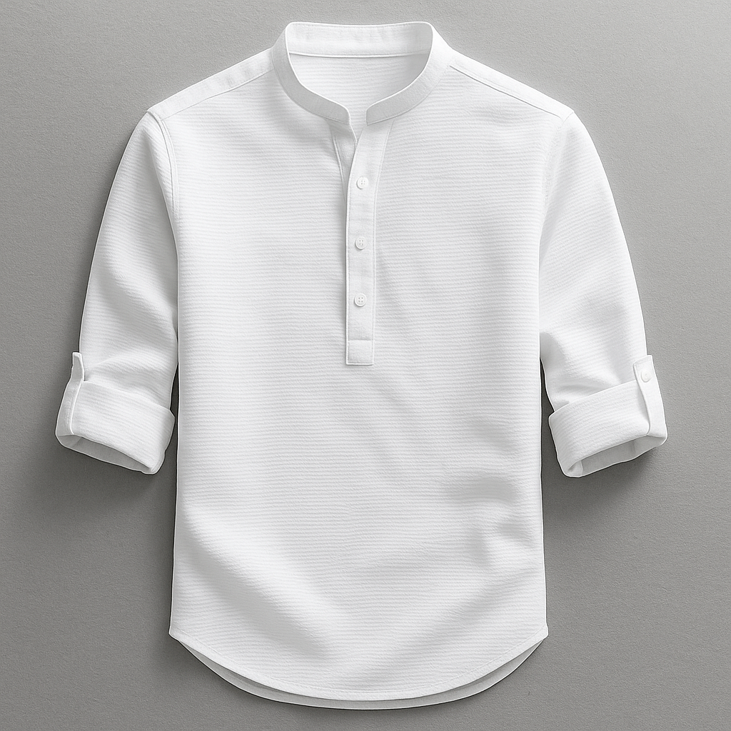 Chemise homme Alaric | Col Mao & Manches Retroussées, 100% Coton 1