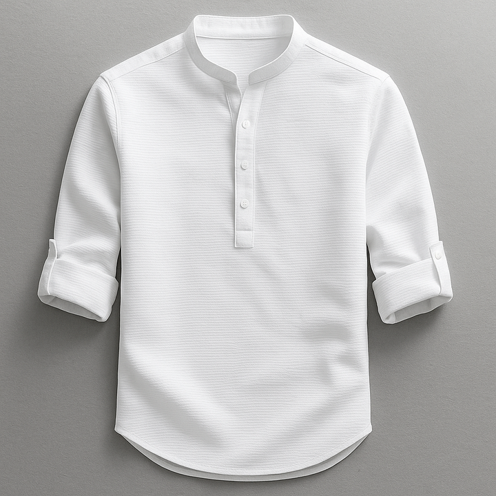 Chemise homme Alaric | Col Mao & Manches Retroussées, 100% Coton 1