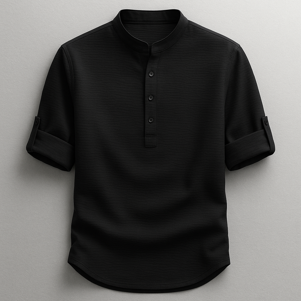 Chemise homme Alaric | Col Mao & Manches Retroussées, 100% Coton 5