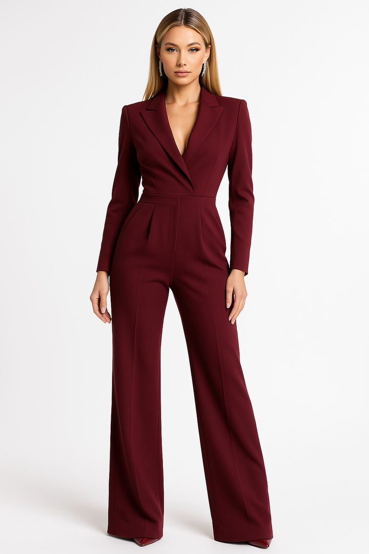 Combinaison Chic Laurène pour Femme | Manches Longues, Coupe Structurée, Pantalon Large 0