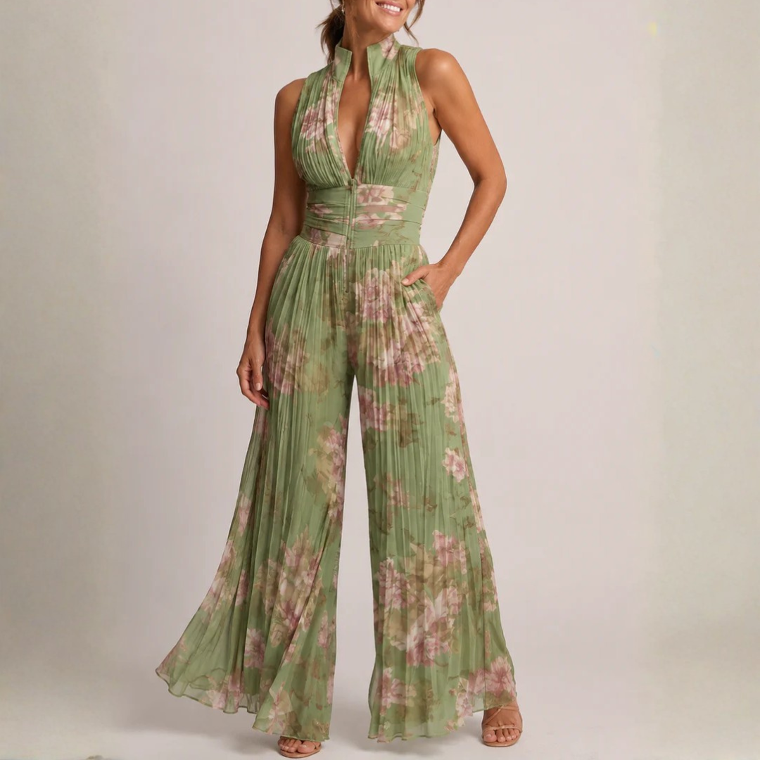 Combinaison Dalia | Plissée, col halter, pantalon large été femme 0