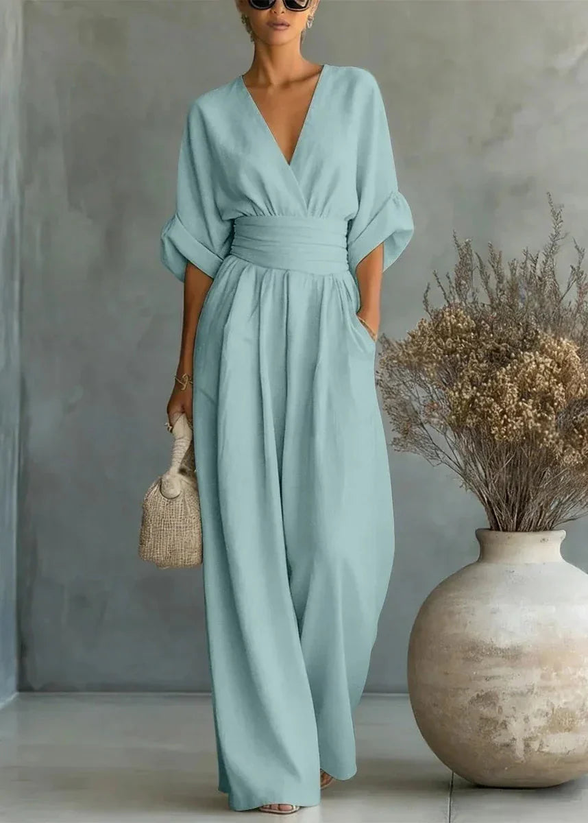 Combinaison Femme Chic Violette | Col V, Taille Marquée, Coupe Fluide 3