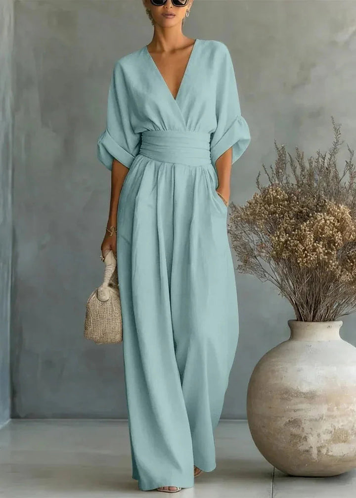 Combinaison Femme Chic Violette | Col V, Taille Marquée, Coupe Fluide 3