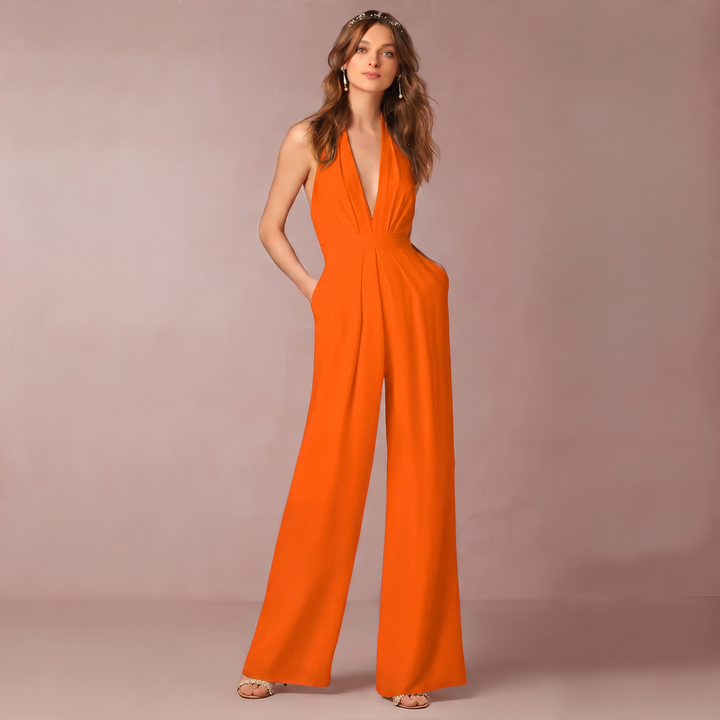 Combinaison Femme Zélina | Jambes Larges & Col V Halter Chic 5