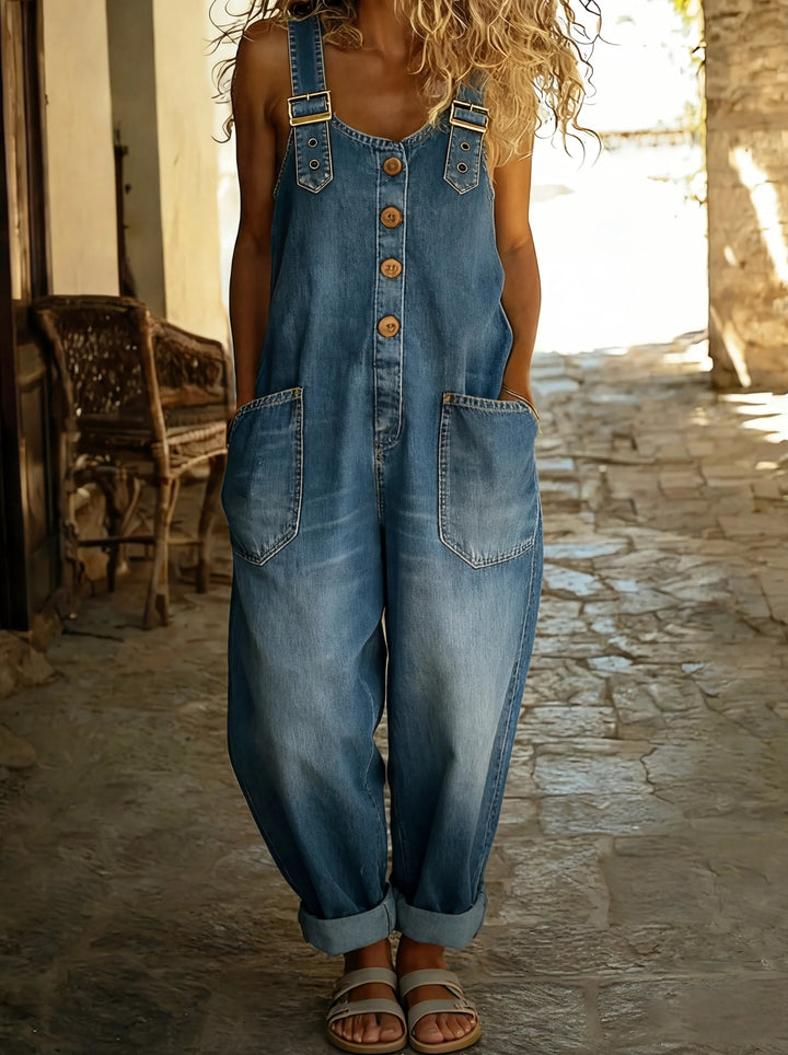 Combinaison en denim Miro | Coupe ample & bretelles réglables 0