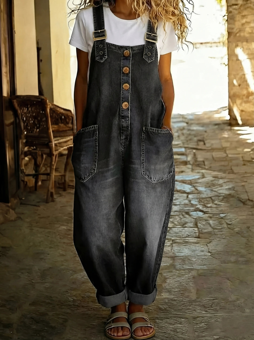 Combinaison en denim Miro | Coupe ample & bretelles réglables 2