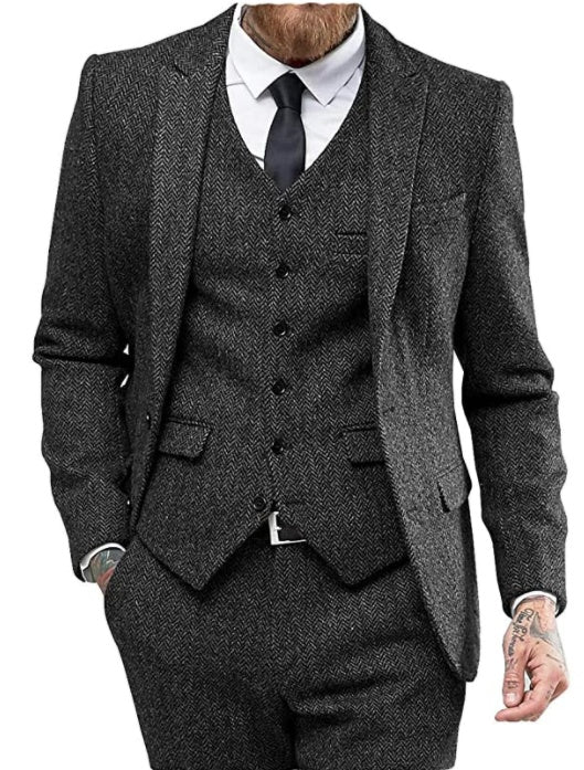 Costume 3 Pièces Pierre | Élégance Intemporelle pour Mariage Homme 0