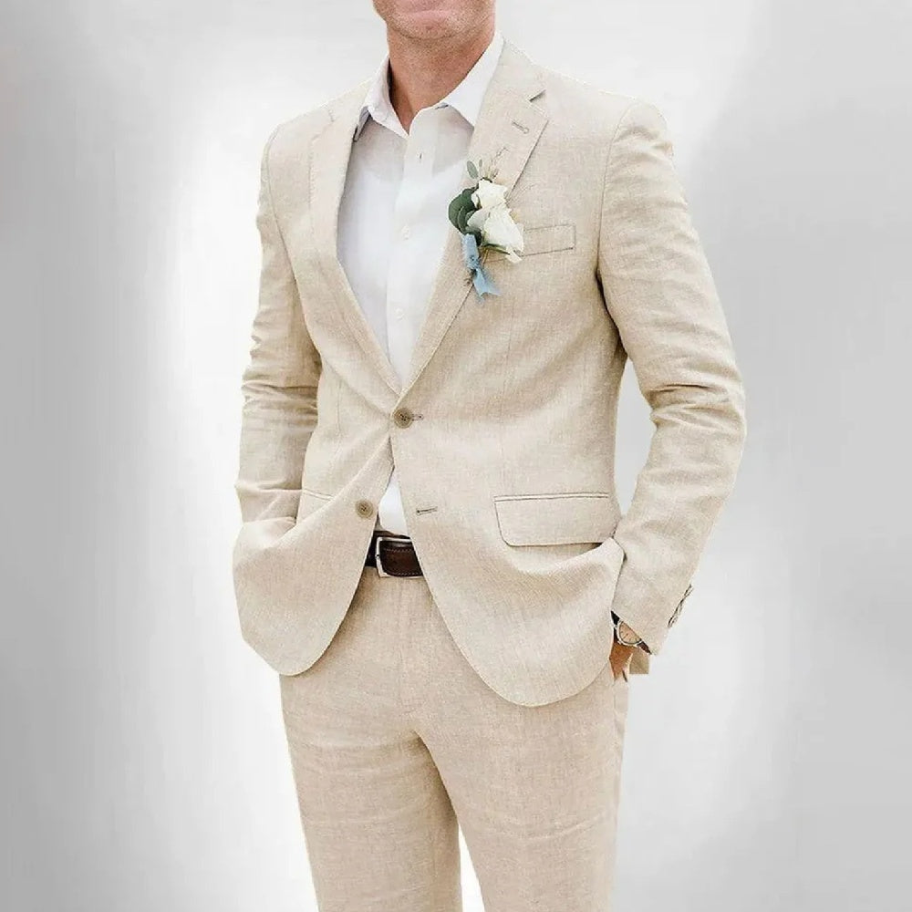 Costume Beige Homme Lucas | Lin Léger & Coupe Ajustée 1