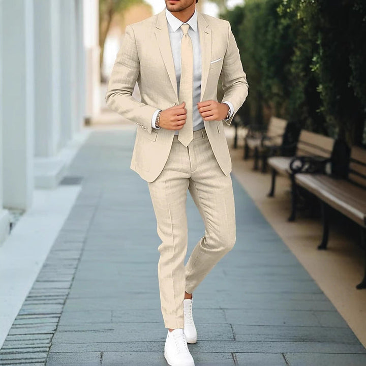 Costume Beige Homme Maël | Lin Léger & Coupe Ajustée pour Mariage 0