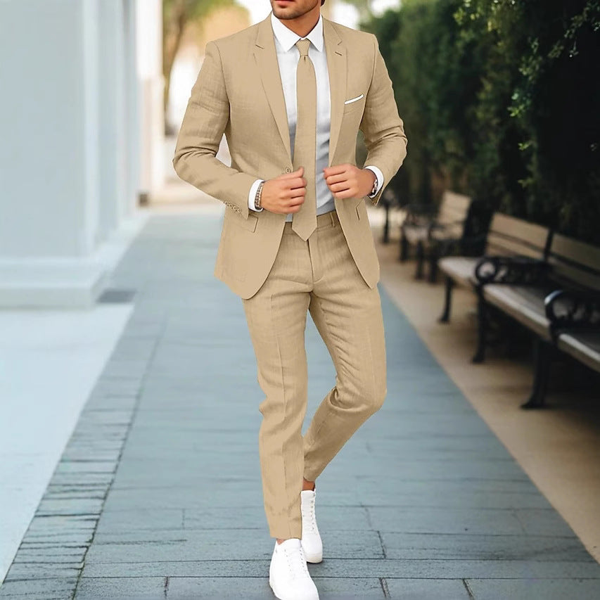 Costume Beige Homme Maël | Lin Léger & Coupe Ajustée pour Mariage 3