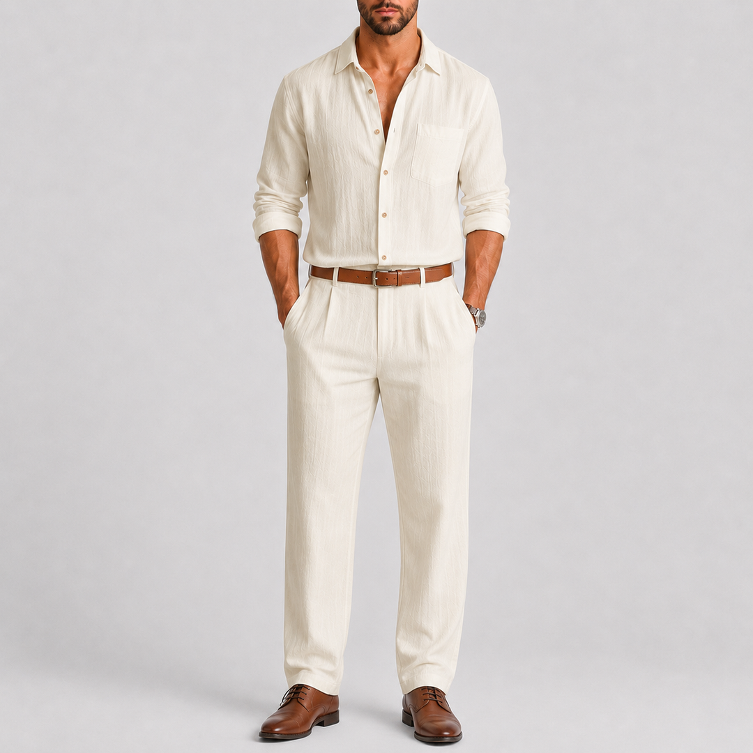 Costume Homme Celvoir | Lin Léger, Col Mandarin, Coupe Droite 0