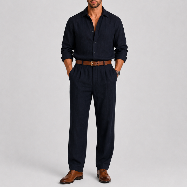 Costume Homme Celvoir | Lin Léger, Col Mandarin, Coupe Droite 1