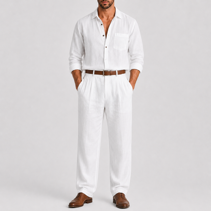Costume Homme Celvoir | Lin Léger, Col Mandarin, Coupe Droite 3