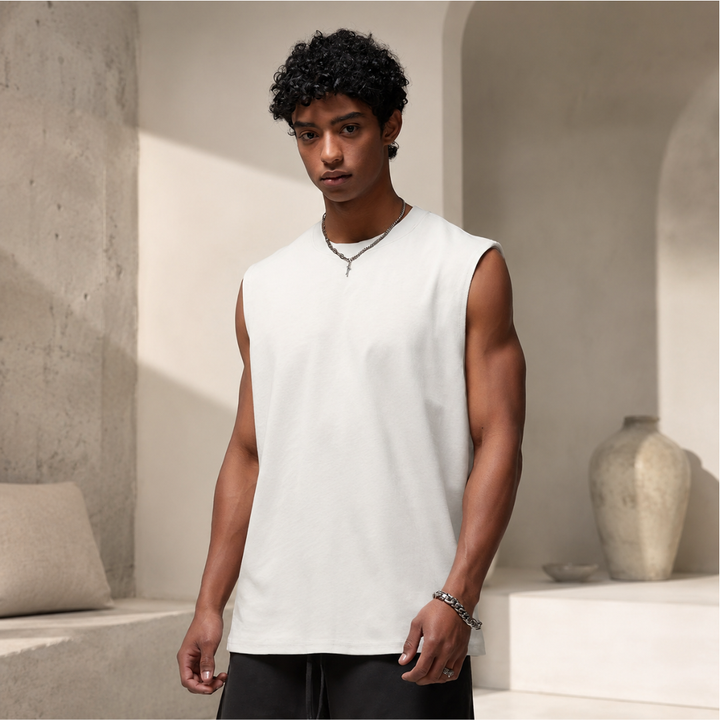 Débardeur Noir Homme David | Coton Doux, Coupe Oversize Été 0
