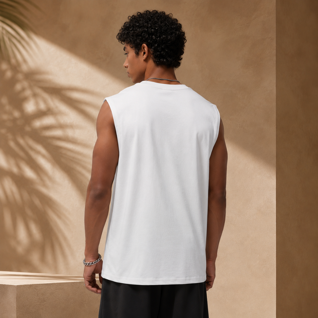 Débardeur Noir Homme David | Coton Doux, Coupe Oversize Été 2