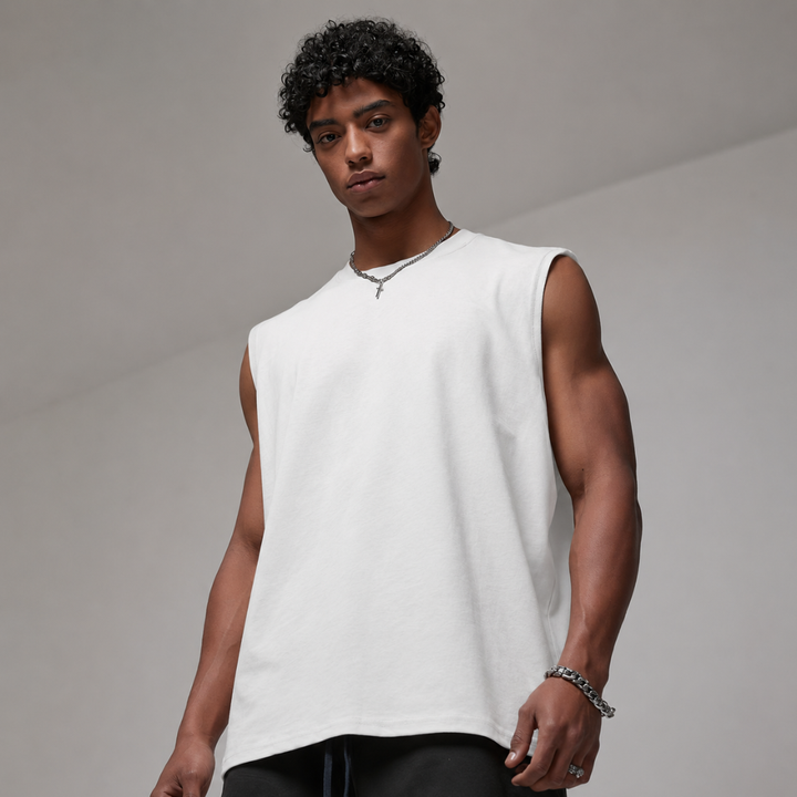 Débardeur Noir Homme David | Coton Doux, Coupe Oversize Été 3