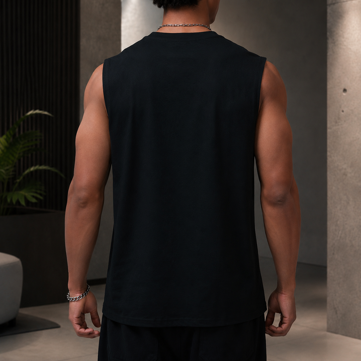 Débardeur Noir Homme David | Coton Doux, Coupe Oversize Été 5