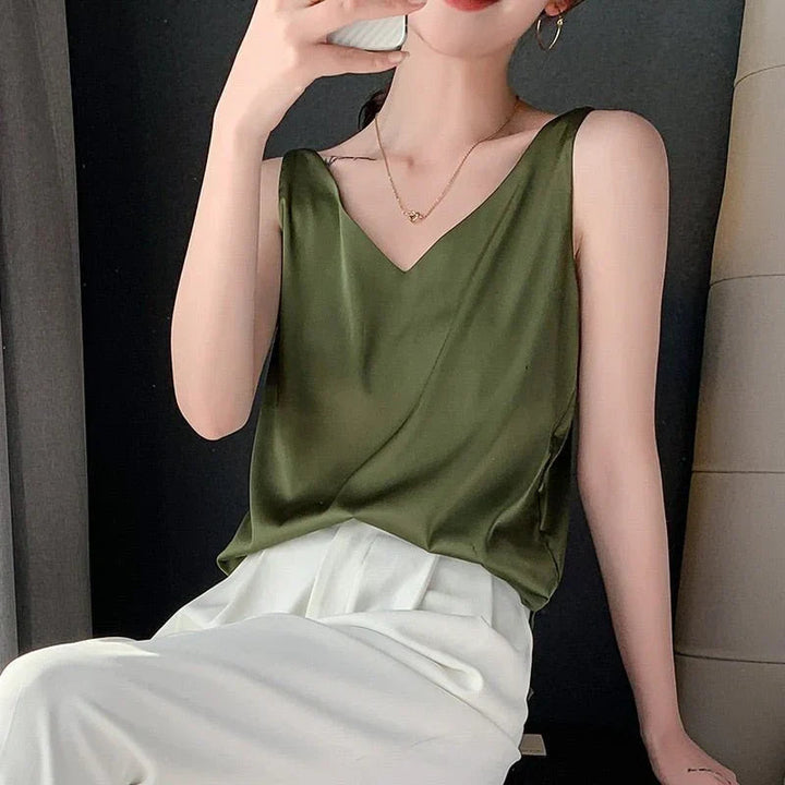 Débardeur en Soie Douce Wina | Coupe Élancée et Confortable, Idéal pour le Printemps 2