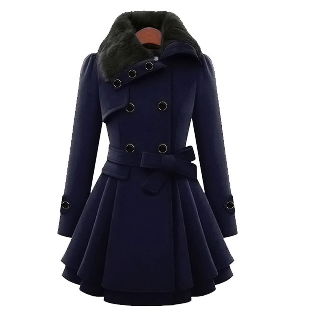 Manteau Évasé Manon Femme | Col Fausse Fourrure, Ceinture, Laine Chaude 2