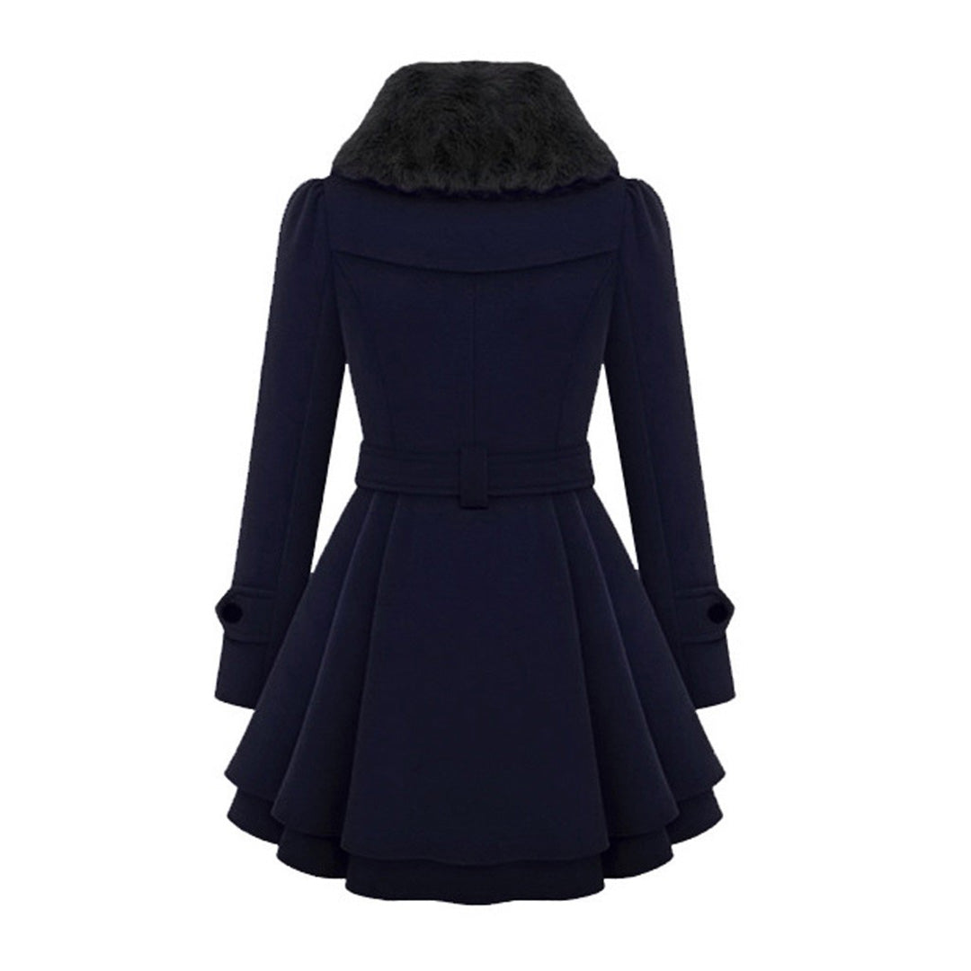 Manteau Évasé Manon Femme | Col Fausse Fourrure, Ceinture, Laine Chaude 8
