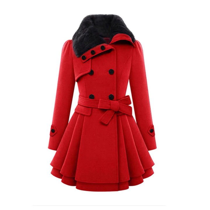 Manteau Évasé Manon Femme | Col Fausse Fourrure, Ceinture, Laine Chaude 3