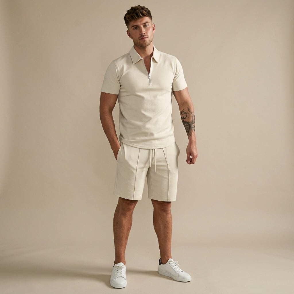 Ensemble Célian Été Homme | Polo Zippé & Short Assorti, Tissu Respirant 0