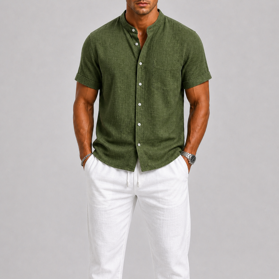 Ensemble Célian | Lin Léger, Chemise Manches Courtes & Pantalon Droit Homme Été 0