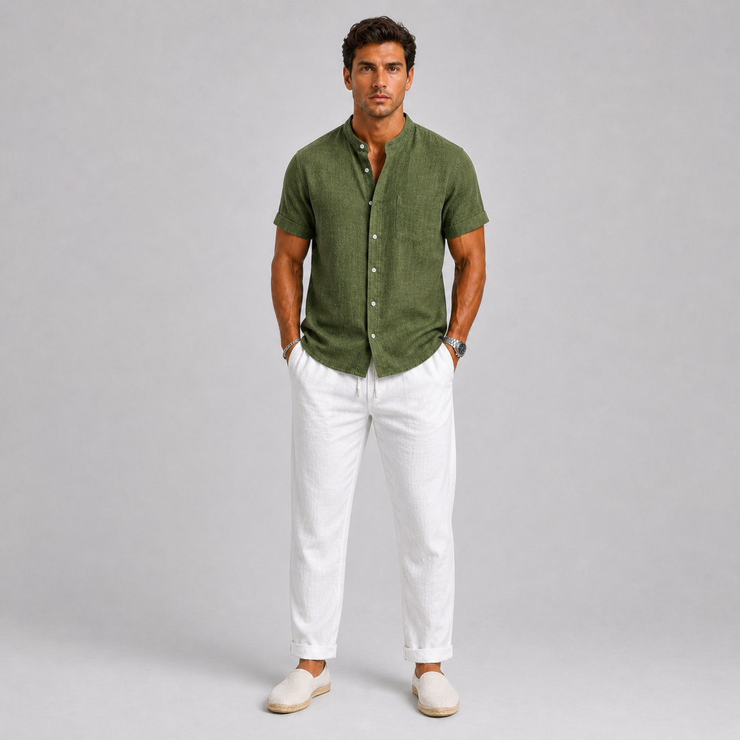 Ensemble Célian | Lin Léger, Chemise Manches Courtes & Pantalon Droit Homme Été 1