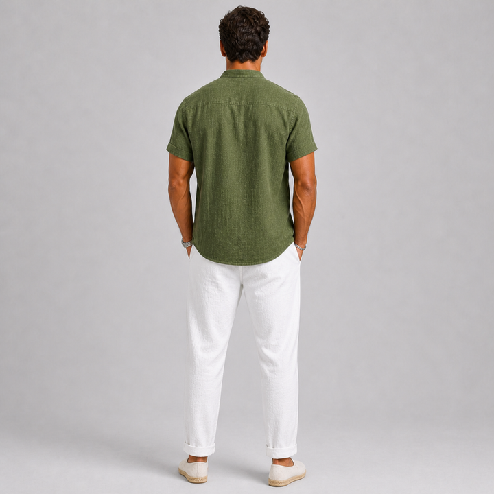 Ensemble Célian | Lin Léger, Chemise Manches Courtes & Pantalon Droit Homme Été 3