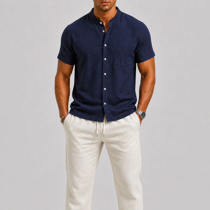 Ensemble Célian | Lin Léger, Chemise Manches Courtes & Pantalon Droit Homme Été 4