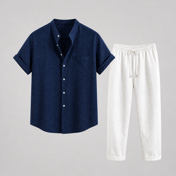 Ensemble Célian | Lin Léger, Chemise Manches Courtes & Pantalon Droit Homme Été 5