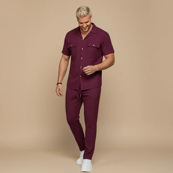 Ensemble Décontracté Femme Gaspard | Chemise Manches Courtes & Pantalon Texturé Chic 0