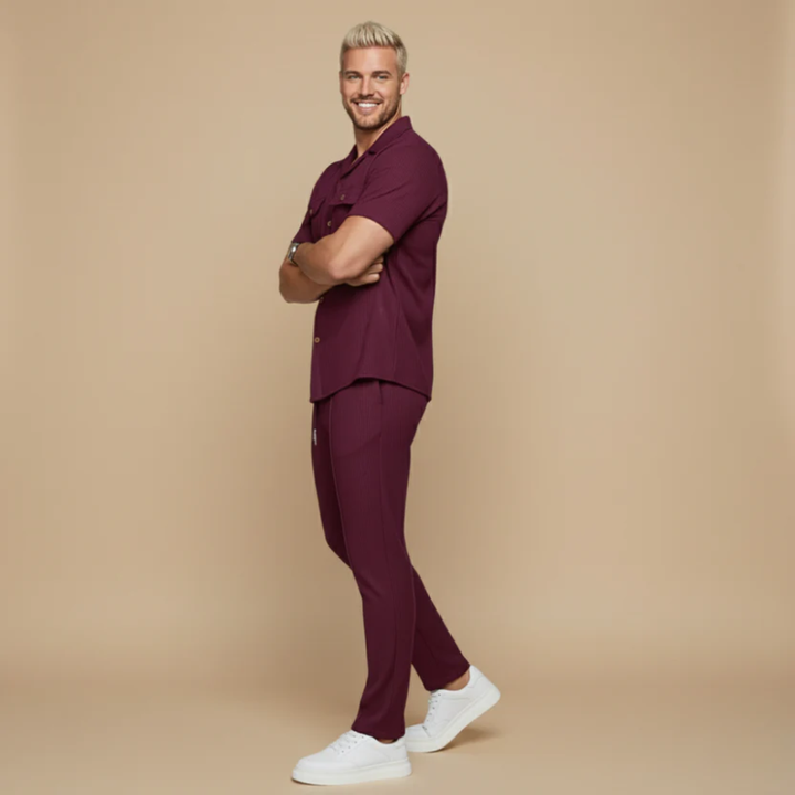 Ensemble Décontracté Femme Gaspard | Chemise Manches Courtes & Pantalon Texturé Chic 2