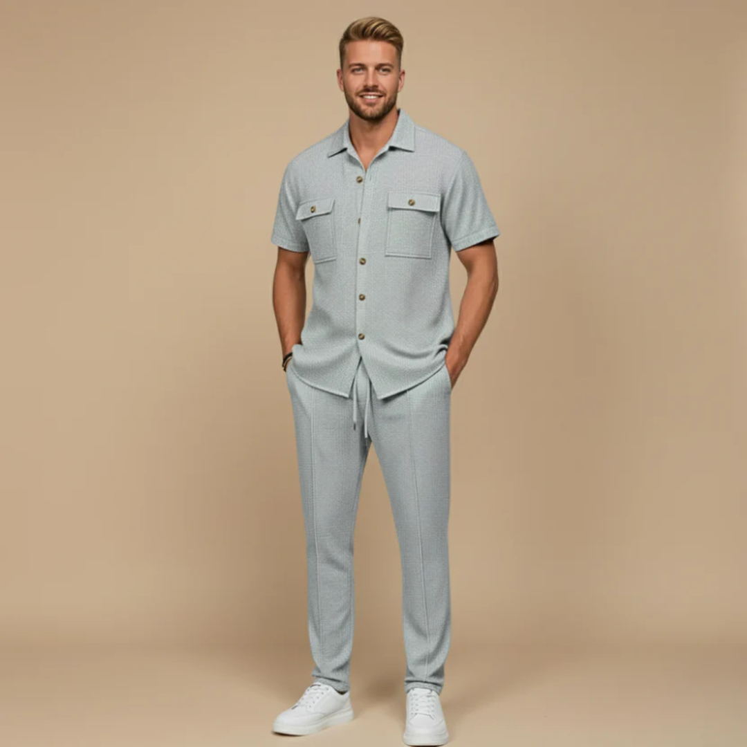 Ensemble Décontracté Femme Gaspard | Chemise Manches Courtes & Pantalon Texturé Chic 4