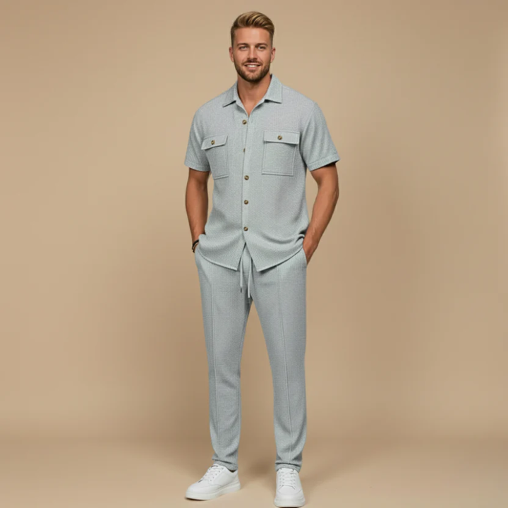 Ensemble Décontracté Femme Gaspard | Chemise Manches Courtes & Pantalon Texturé Chic 4