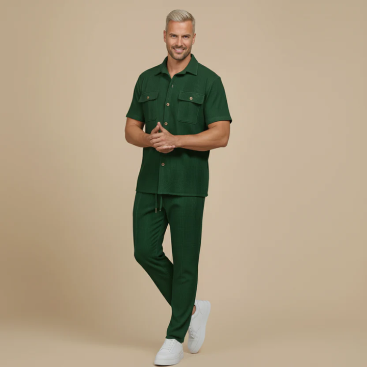 Ensemble Décontracté Femme Gaspard | Chemise Manches Courtes & Pantalon Texturé Chic 5