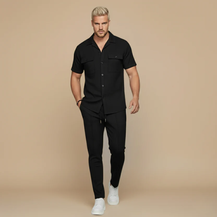 Ensemble Décontracté Femme Gaspard | Chemise Manches Courtes & Pantalon Texturé Chic 6