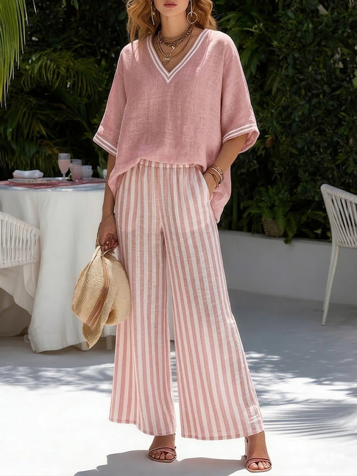 Ensemble Élina | Lin et Coton, Tailleur Pantalon Femme à Rayures 2