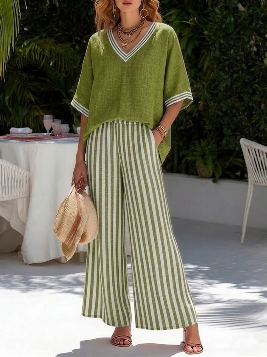 Ensemble Élina | Lin et Coton, Tailleur Pantalon Femme à Rayures 5
