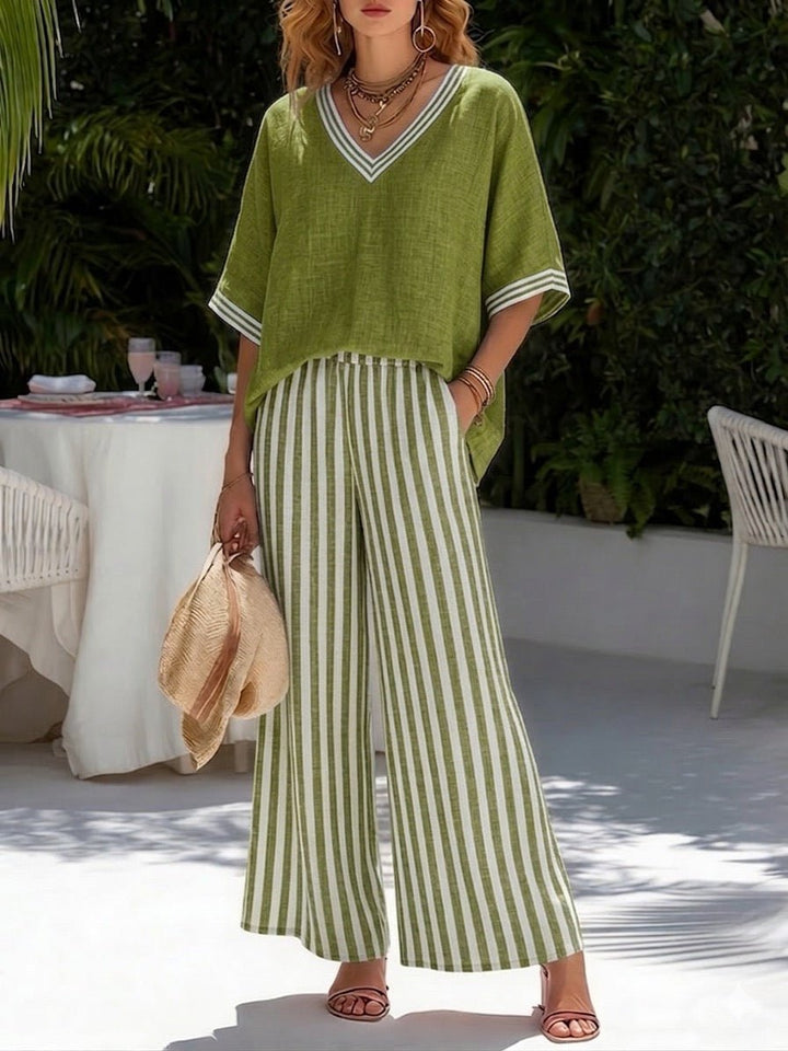 Ensemble Élina | Lin et Coton, Tailleur Pantalon Femme à Rayures 5
