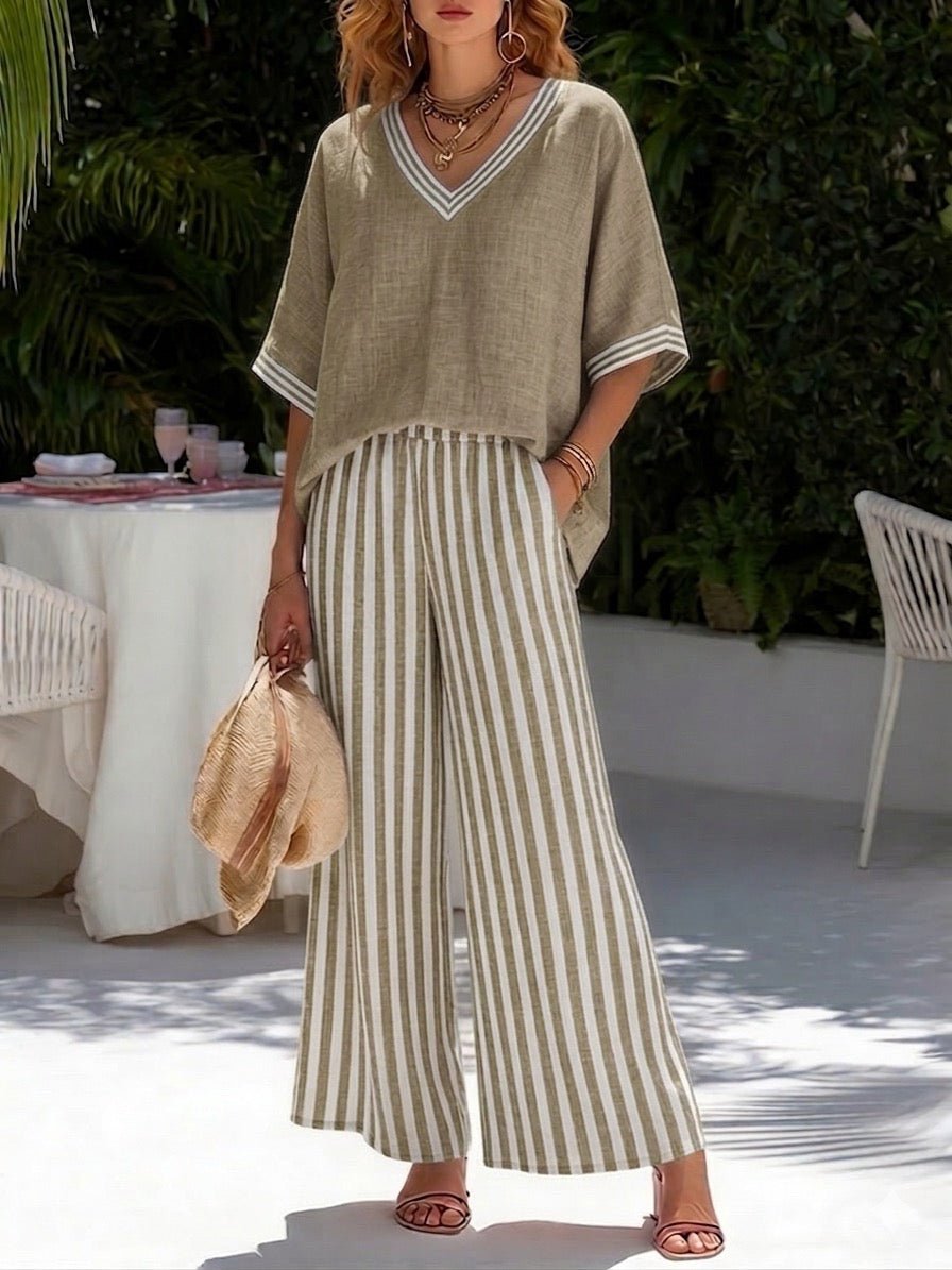 Ensemble Élina | Lin et Coton, Tailleur Pantalon Femme à Rayures 6
