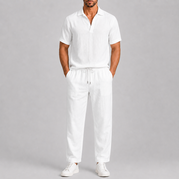 Ensemble Émile Homme | Lin Blanc Léger, Style Décontracté Chic 0