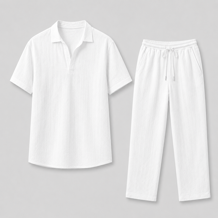 Ensemble Émile Homme | Lin Blanc Léger, Style Décontracté Chic 1