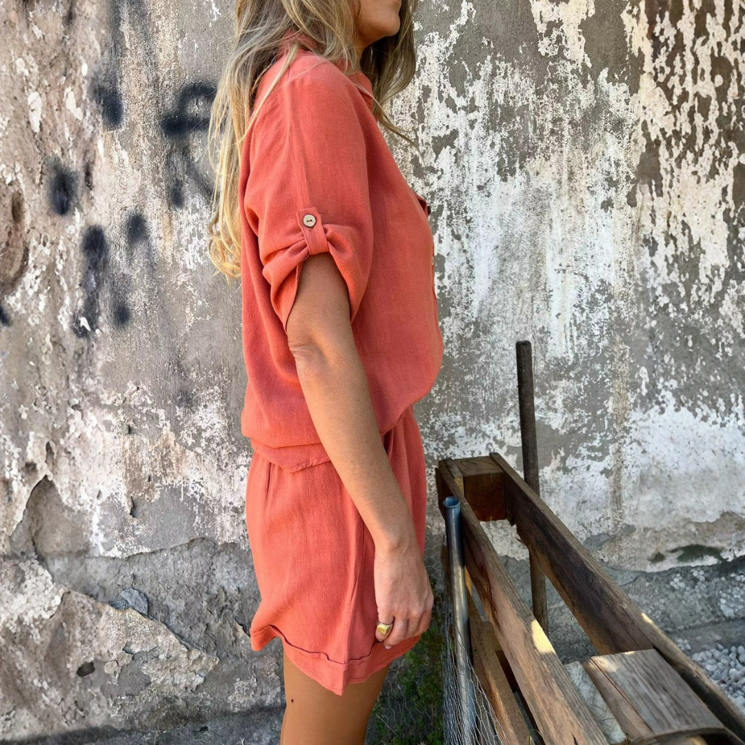 Ensemble Estival Sélina | Chemise manches courtes & short fluide assorti 1